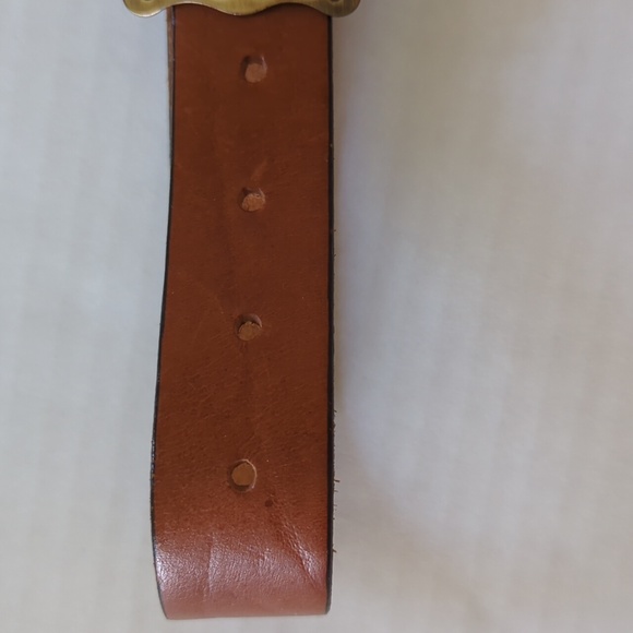 Vintage Chaucer Harness Leather Belt w/Western Buckle 26 Brown - Picture 10 of 16